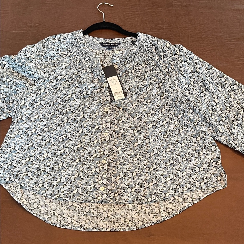 Veronica Beard Blue and White Madge Blouse. Size 12